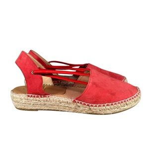 Kanna Thanos Red Suede Espadrilles Slingback Sandals Women’s US Size 7